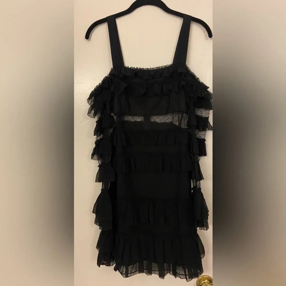 ALEXIS Brandi Off The Shoulder Tiered Ruffled Mini Dress Black Size Small - Picture 4 of 8